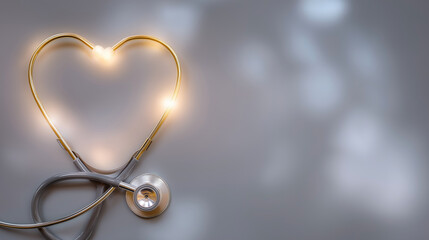 Heart-shaped stethoscope symbolizing care and compassion in healthcare