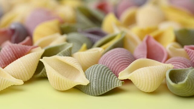 video colored pasta shells