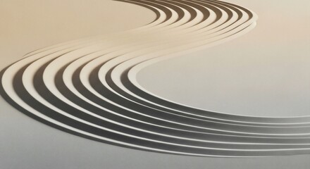 Obraz premium Elegant Curves: Abstract Paper Art with Subtle Shadows and Neutral Tones