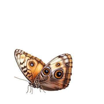 Brown butterfly with eye spots on black background detailed wings insect nature wildlife macro photography