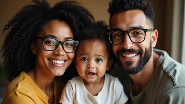 Warm Smiles from a Multicultural Family at Home