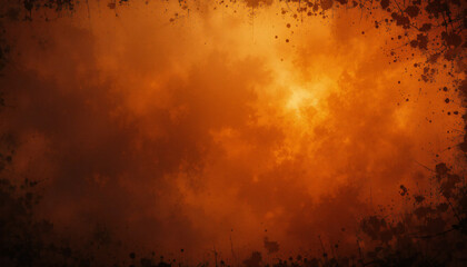 Obraz premium Old, textured grunge with fiery orange and red hues evoking hot, smoky clouds against a dark, vintage metal background