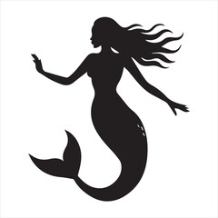 Elegant black silhouette of a mermaid
