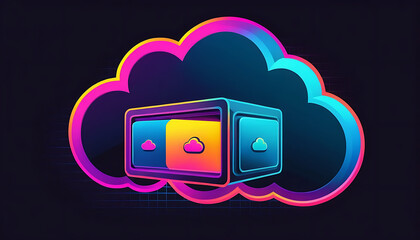 Neon Cloud Archive: Data Storage, Abstract Illustration.