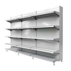 Empty supermarket shelves retail display store shelving unit