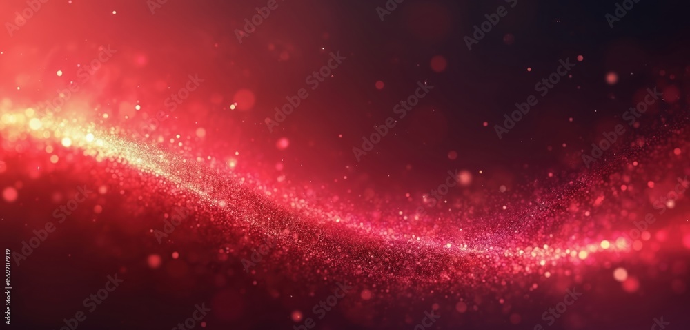Leinwandbilder Abstract grainy red background with blurred color flow. Glowing effect banner design. Dark color texture, wave gradient, light bokeh. Ideal for website header, cover design.