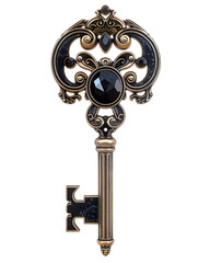 Obraz premium Ornate Black and Gold Key with Gemstones