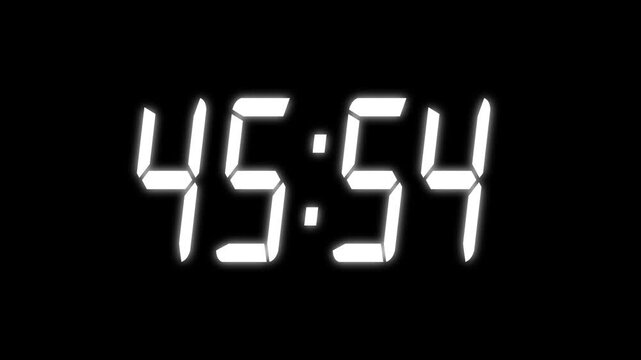 Countdown timer from 46 minute to 45 minute on black background