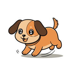 Fototapeta premium Cute Puppy Trotting Happily Cartoon Vector