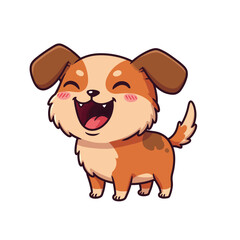 Laughing Cute Puppy Cartoon Head Vector 2