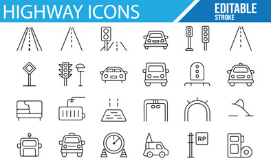 Fototapeta premium Transportation Icons Collection for Highway, Road Safety, and Traffic