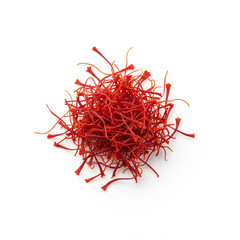 Naklejka premium Loose Saffron Strands Isolated on White Background Without Bowl