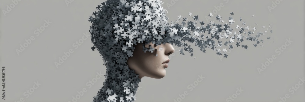 Aufkleber unlocking the mind through a visual puzzle metaphor in a creative art piece