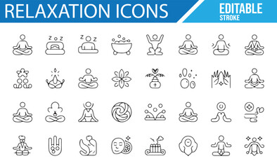 A Set of Relaxation and Meditation Icons for Wellness, Calm, and Peace