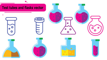 Test tubes and flasks vector