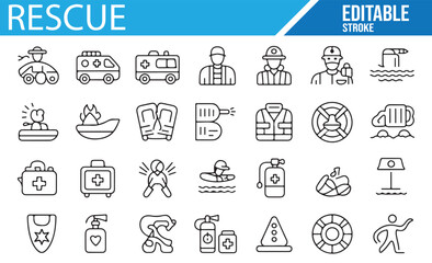 Icons for Rescue, First Aid, and Emergency Medical Response Services