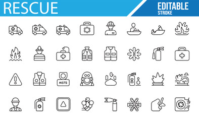 Health and Rescue Icons for Emergency Services, First Aid, and Medical Help