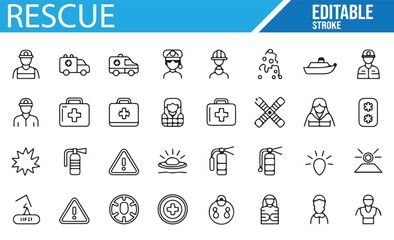 A Collection of Icons for Rescue, Health, First Aid, and Emergency Services
