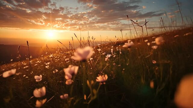 sunset in the meadow