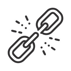 Broken chain link icon representing justice and human rights  