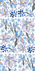 Exquisite Floral Symphony: A Captivating Watercolor Painting with Delicate Blue Flowers