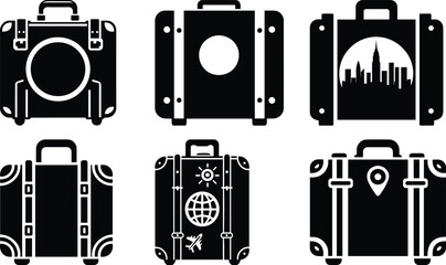 Suitcase bundle silhouette icon vector art