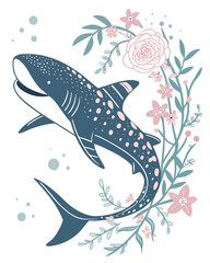 shark and flowers