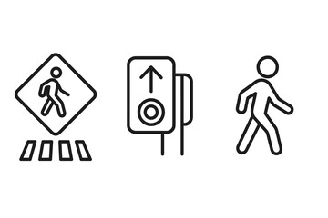Pedestrian crosswalk signs and symbols illustration