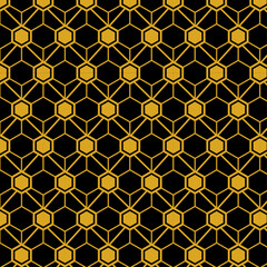 Honeycomb Hexagon Grid – Seamless Yellow and Black Pattern
