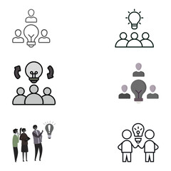  brainstorming  and collective brain storm illustration icon