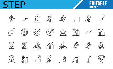 Movement and Achievement Icons for Fitness and Personal Progress
