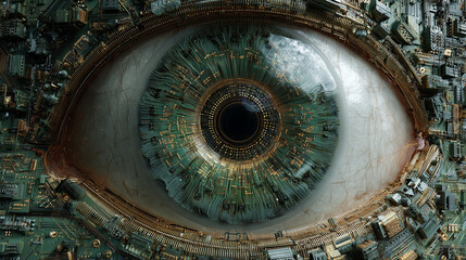 Generative AI image of Cybernetic Eye Close-up