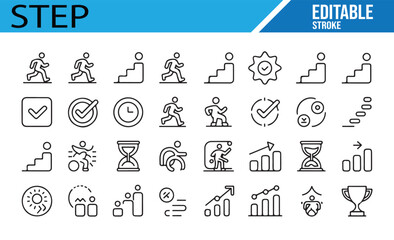 Collection of Step Icons for Personal Development and Growth