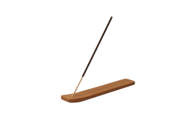 Wooden Incense Holder with Stick, Aromatherapy Accessory, Isolated PNG