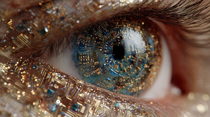 Generative AI image of Cybernetic Eye Close-up