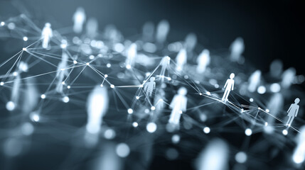 Interconnected nodes symbolizing an efficient digital recruitment network for talent acquisition and workforce management Showcasing the optimization of human resources in a modern corporate setting 