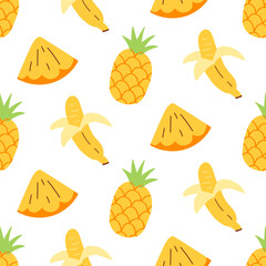 Tropical fruits seamless pattern background