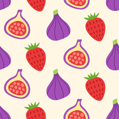 Figs cartoon fruits seamless pattern background