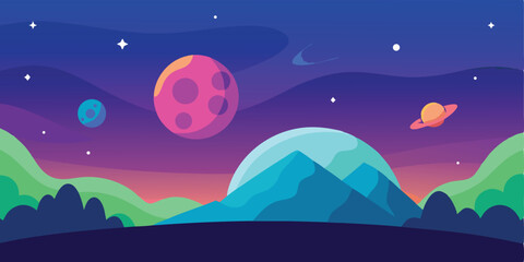 Landscape Illustration Beautiful Sky Nature Background