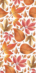 Colorful autumn leaves background pattern with vibrant hues of fall foliage