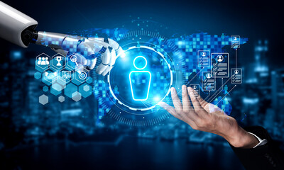 AI artificial intelligence transforms hiring with digital recruiters, virtual HR assistants, and...