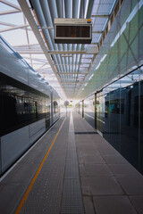 Tram station in Education City, Qatar.