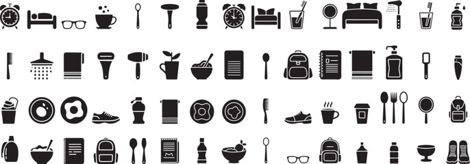 Daily routine objects and personal care items alarm clock