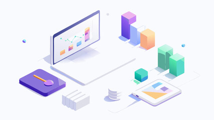 Obraz premium Clean white background with sales line chart float