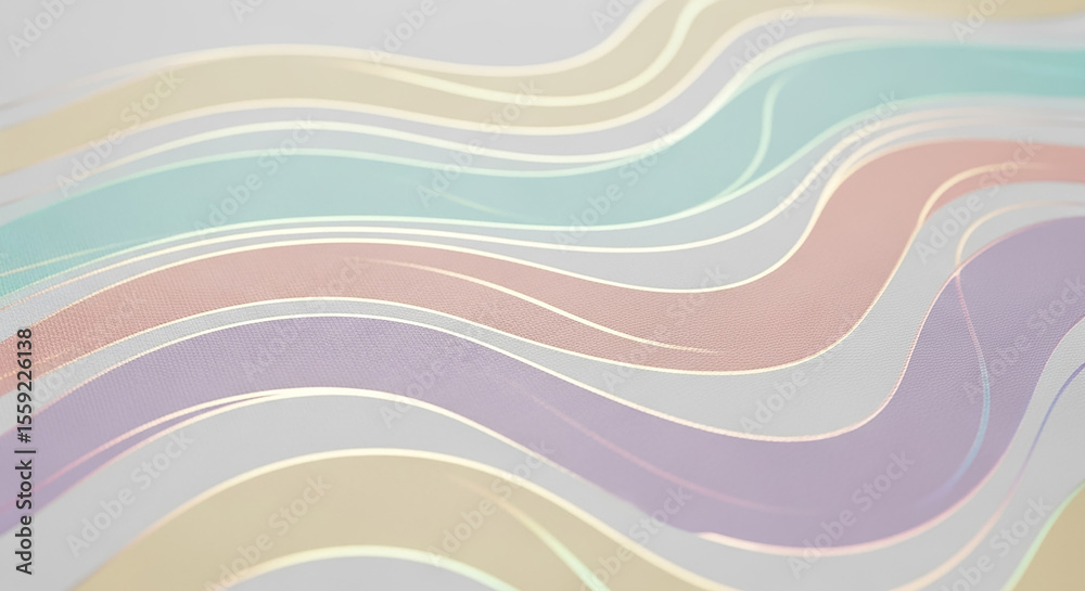 Poster pastel colored wavy stripes creating an elegant background design