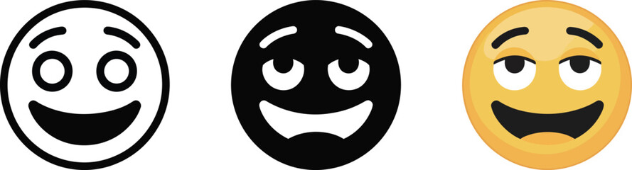 Happy emoji vector set for social media communication and expressing positive emotions online vector art