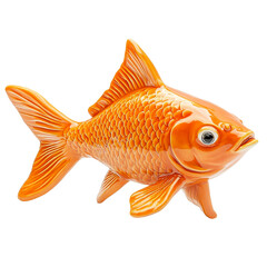 Orange fish figurine detailed scales fins and glossy finish