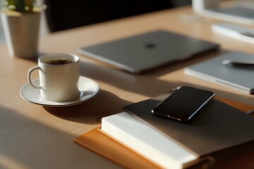 Minimalist Office Desk with Modern Tech
