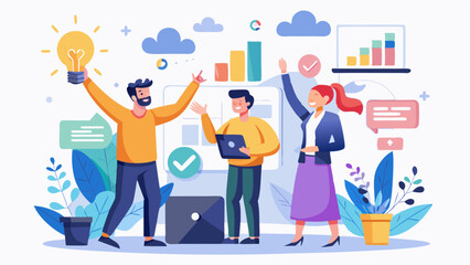 Fototapeta premium Team passionately presenting ideas with expressive