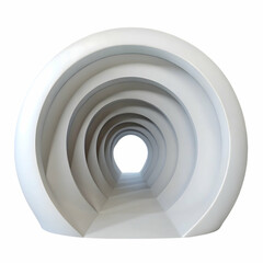 Obraz premium Hollow abstract white tunnel for immersive futuristic 3D renders and modern clean digital minimal backgrounds